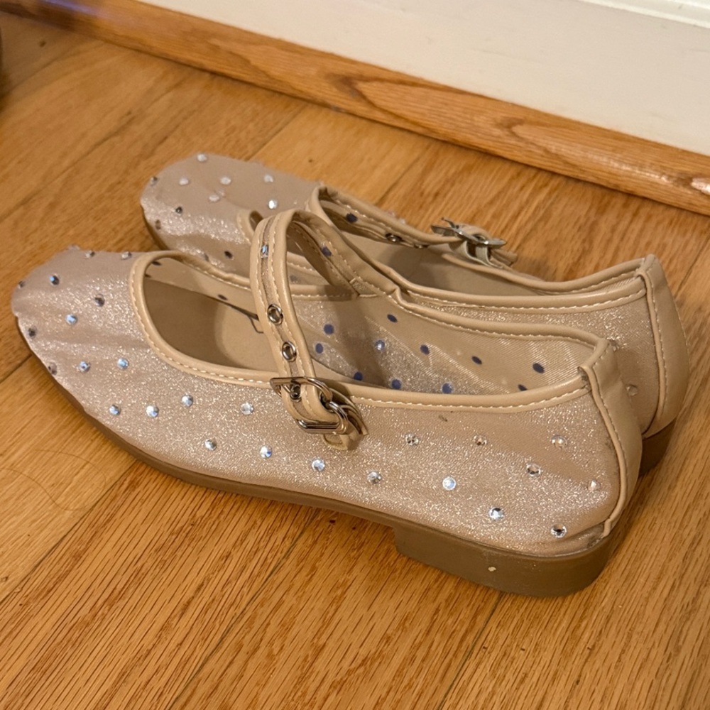 Sparkly Tan Mary Jane Flats